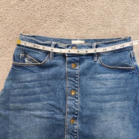 MOTHER Miranda Snap Down Mini Flare Skirt Denim Jean Size 27 - Picture 6 of 13